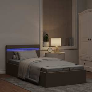 Rám postele s úložným prostorem LED taupe textil 90 x 200 cm - obrázek 5