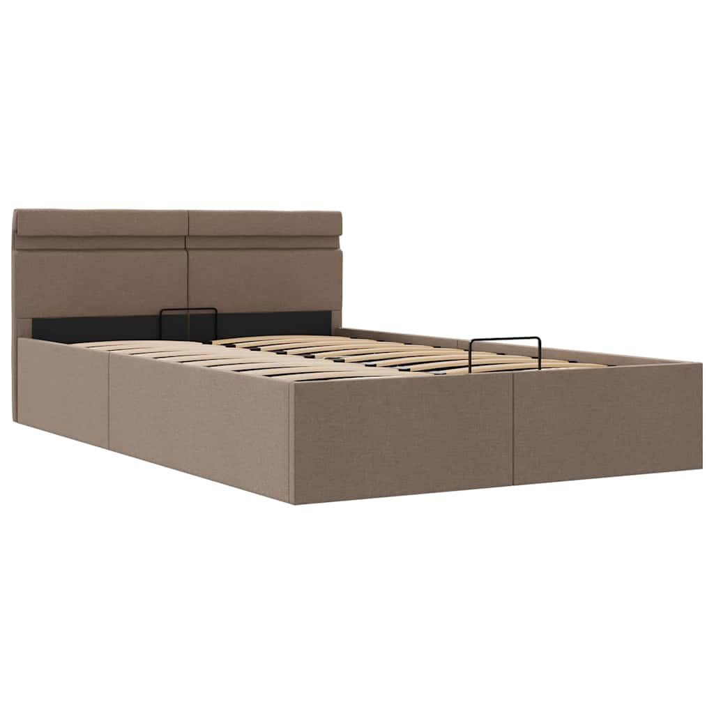 

vidaXL Bedframe met hydraulische opslag en LED stof taupe 120x200 cm