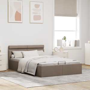 Rám postele LED s úložným prostorem taupe textil 120 x 200 cm - obrázek 4