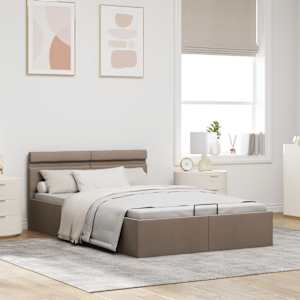 Rám postele s úložným prostorem LED taupe textil 140 x 200 cm - obrázek 4