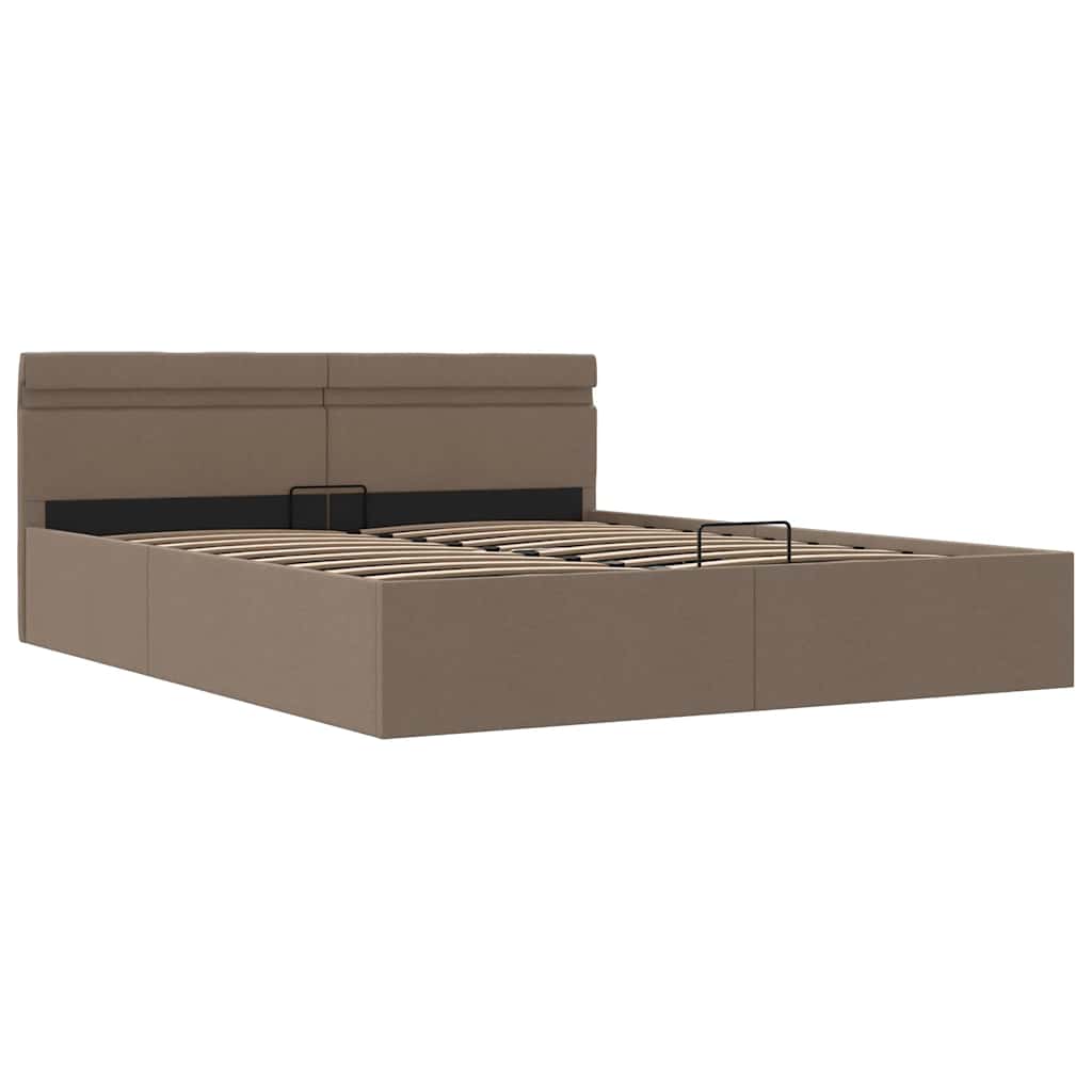 Thumbnail - vidaXL Bett mit Bettkasten Hydraulisch mit LED Taupe Stoff 160x200 cm