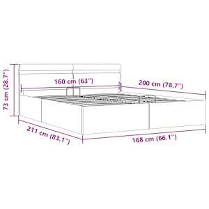 Rám postele s úložným prostorem LED taupe textil 160 x 200 cm - obrázek 13
