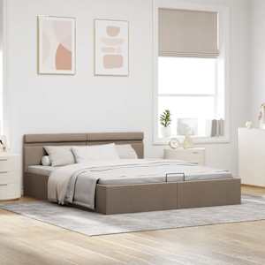 Rám postele s úložným prostorem LED taupe textil 160 x 200 cm - obrázek 4