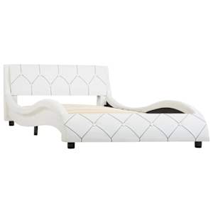 vidaXL Lovos rėmas, baltos spalvos, 100x200cm, dirbtinė oda
