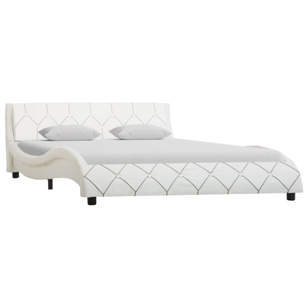 vidaXL Cadru de pat, alb, 120 x 200 cm, piele artificială vidaXL
