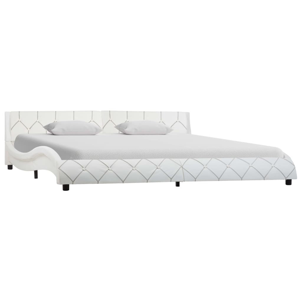 vidaXL Cadru de pat, alb, 180 x 200 cm, piele ecologică vidaXL
