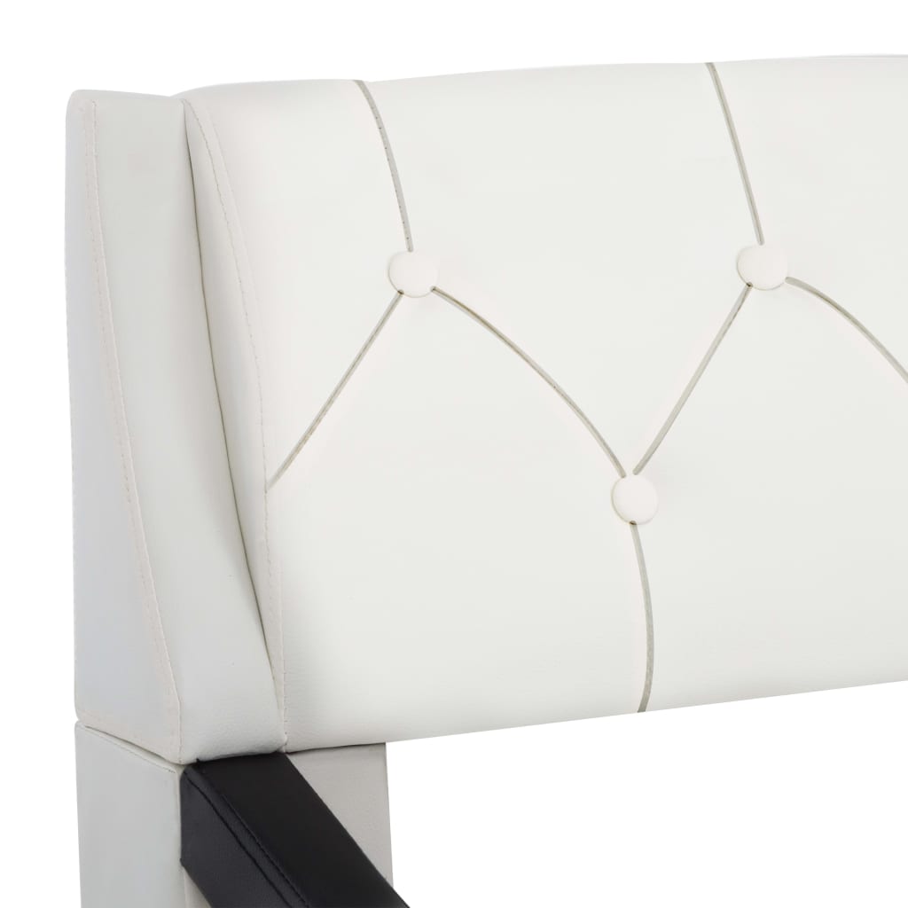 Рамка за легло, бяло и черно, изкуствена кожа, 160x200 cм