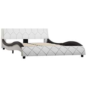 vidaXL Lovos rėmas, baltos ir juodos spalvos, 160x200cm, dirbtinė oda