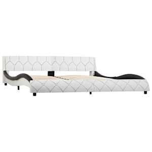 vidaXL Lovos rėmas, baltos ir juodos spalvos, 180x200cm, dirbtinė oda