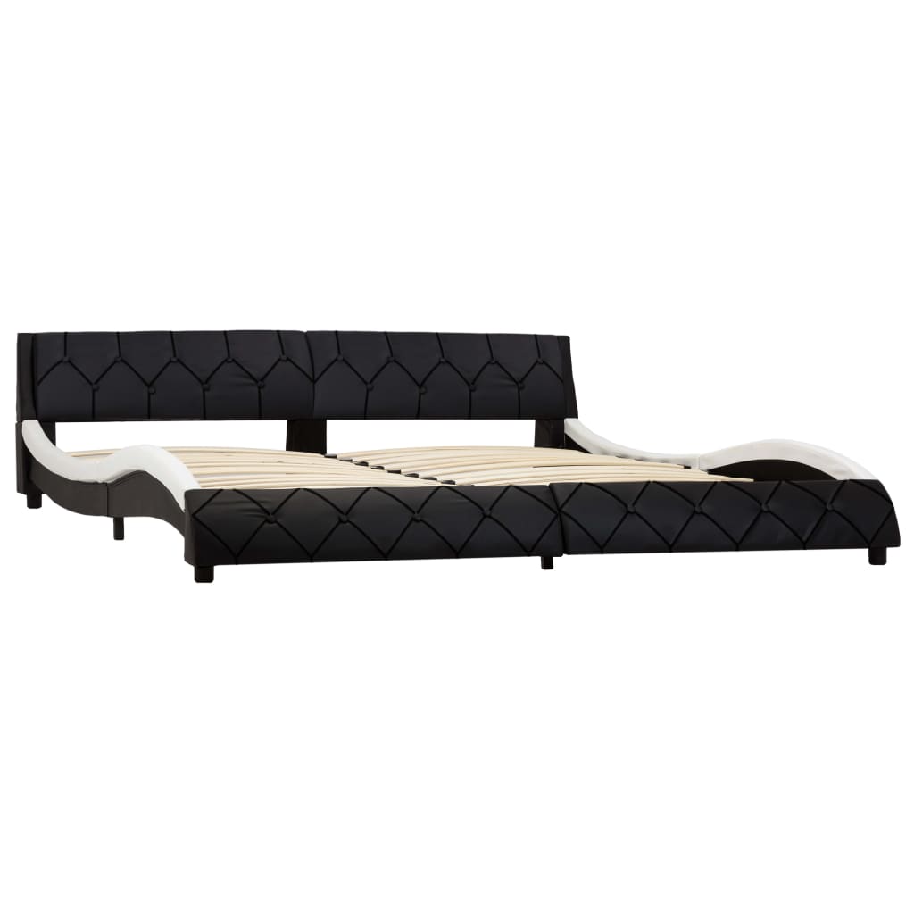 

vidaXL Bedframe kunstleer zwart en wit 180x200 cm