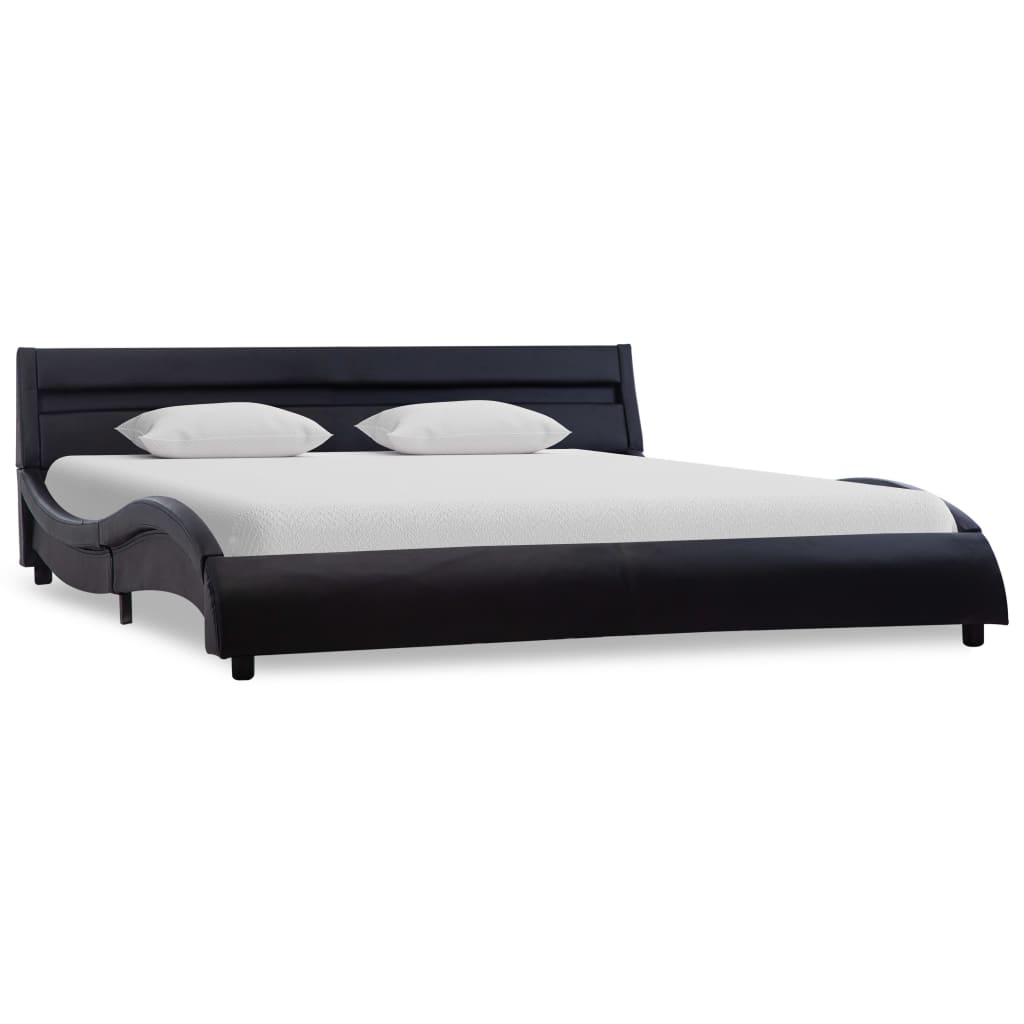 

vidaXL Bedframe met LED kunstleer zwart 140x200 cm