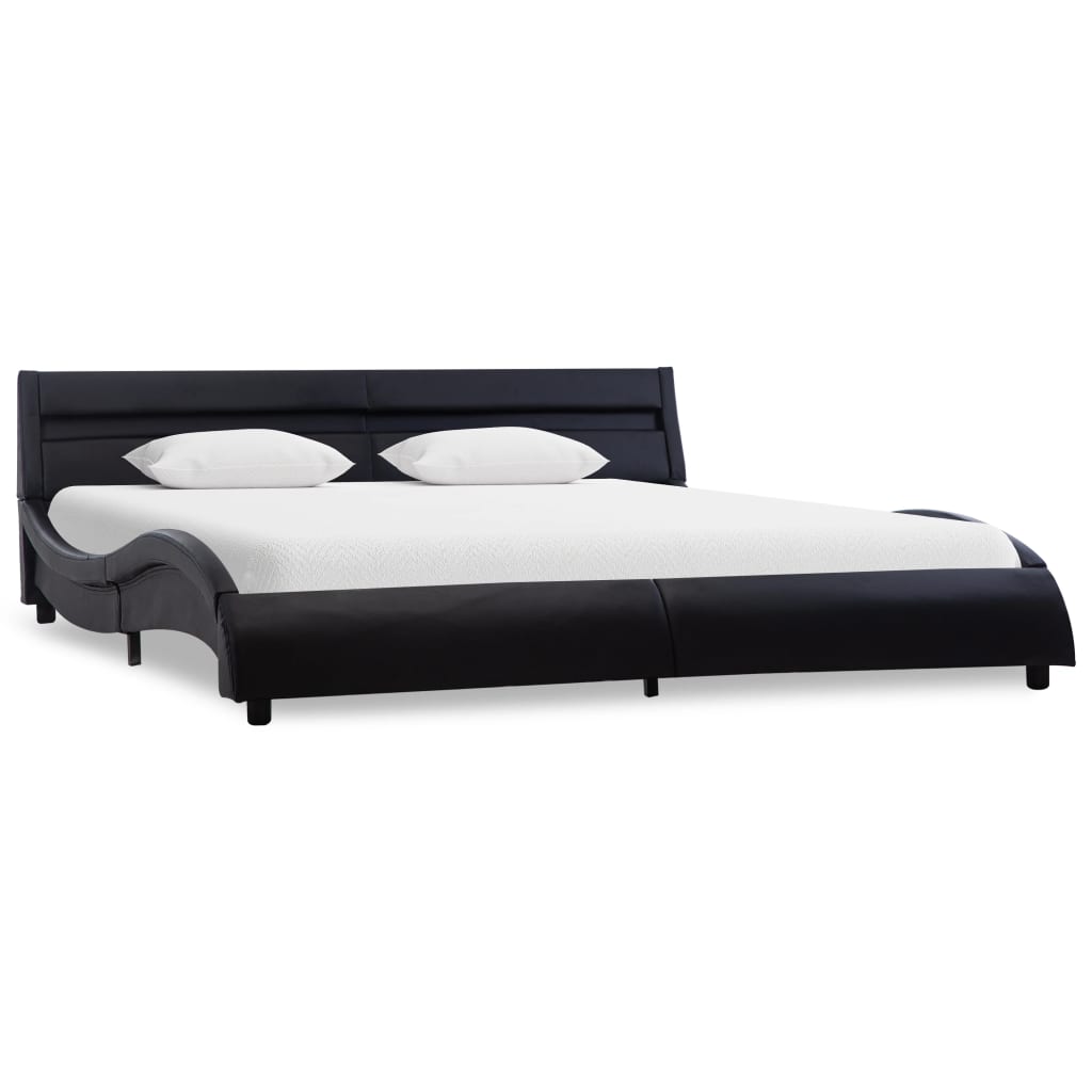 

vidaXL Bedframe met LED kunstleer zwart 160x200 cm