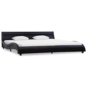 vidaXL Lovos rėmas su LED, juodos spalvos, 180x200cm, dirbtinė oda