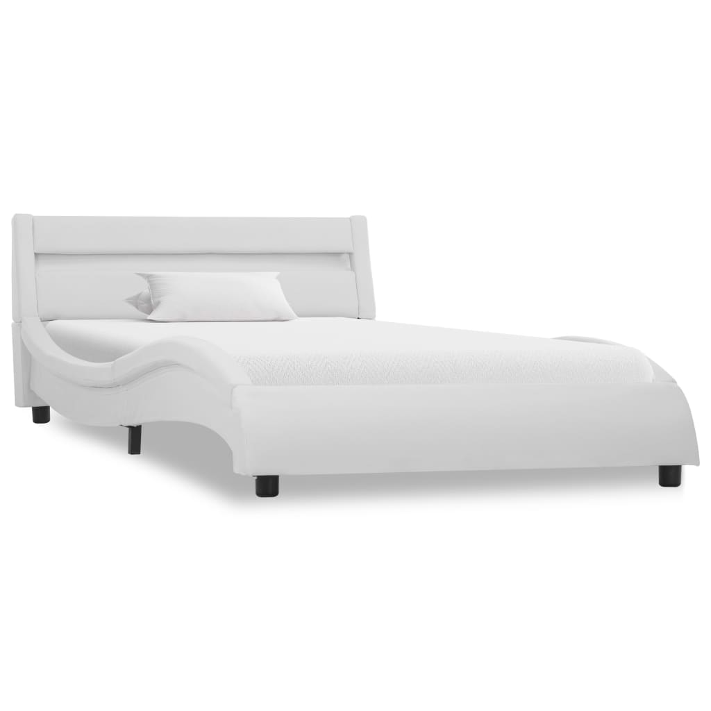 vidaXL sengestel med LED 100x200 cm kunstlæder hvid