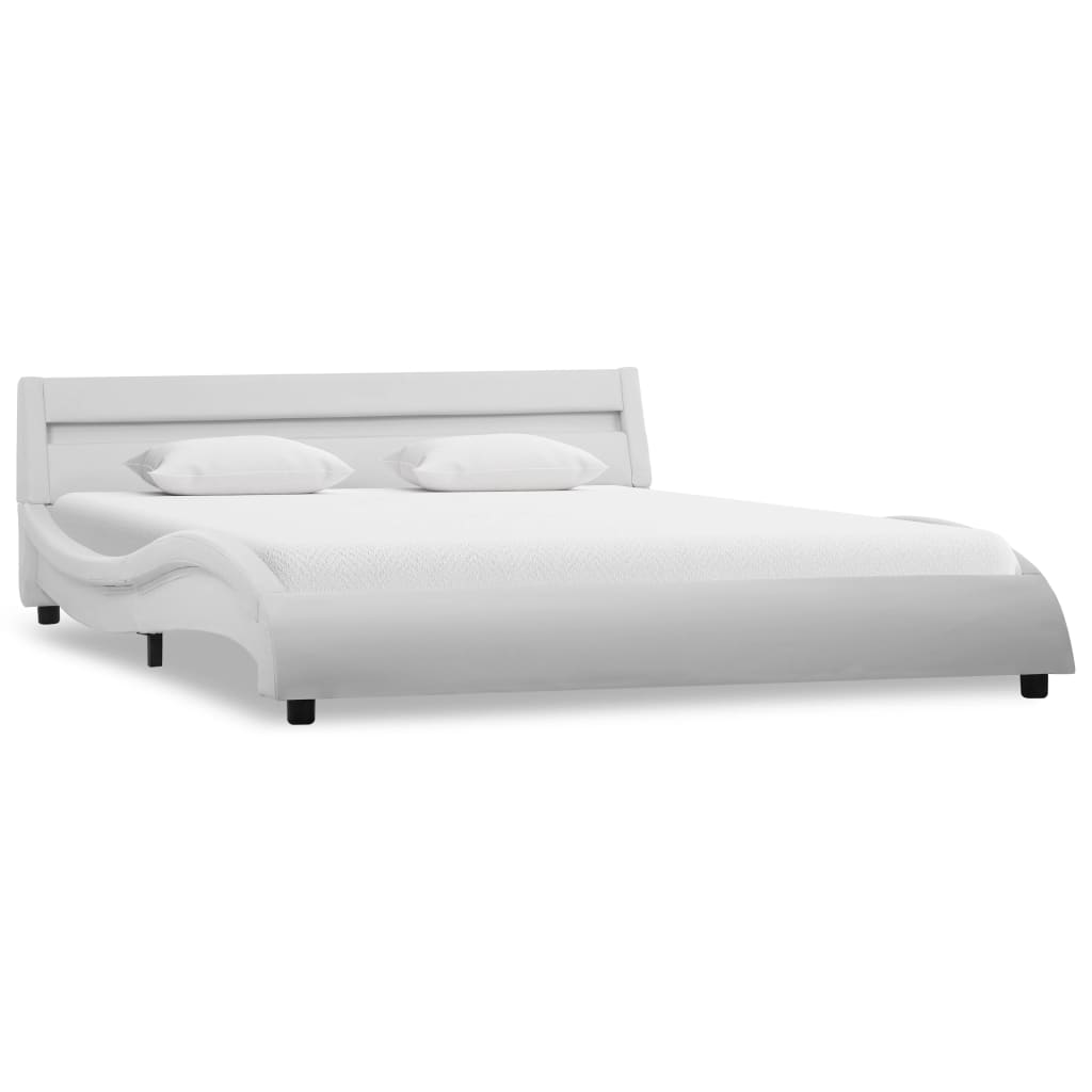 vidaXL Bedframe met LED kunstleer wit 160x200 cm