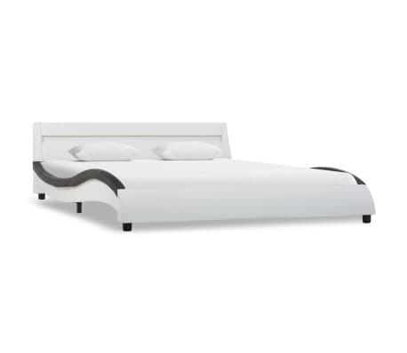 vidaXL gultas rāmis ar LED, balta un melna mākslīgā āda, 120x200 cm