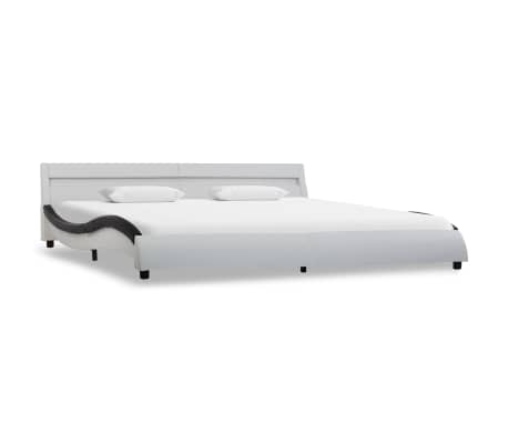 vidaXL fehér és fekete műbőr ágykeret LED csíkkal 180 x 200 cm