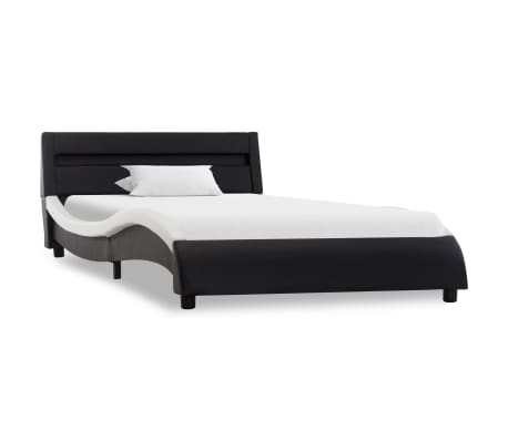 vidaXL Estructura cama con LED cuero sintético negro blanco 90x200 cm