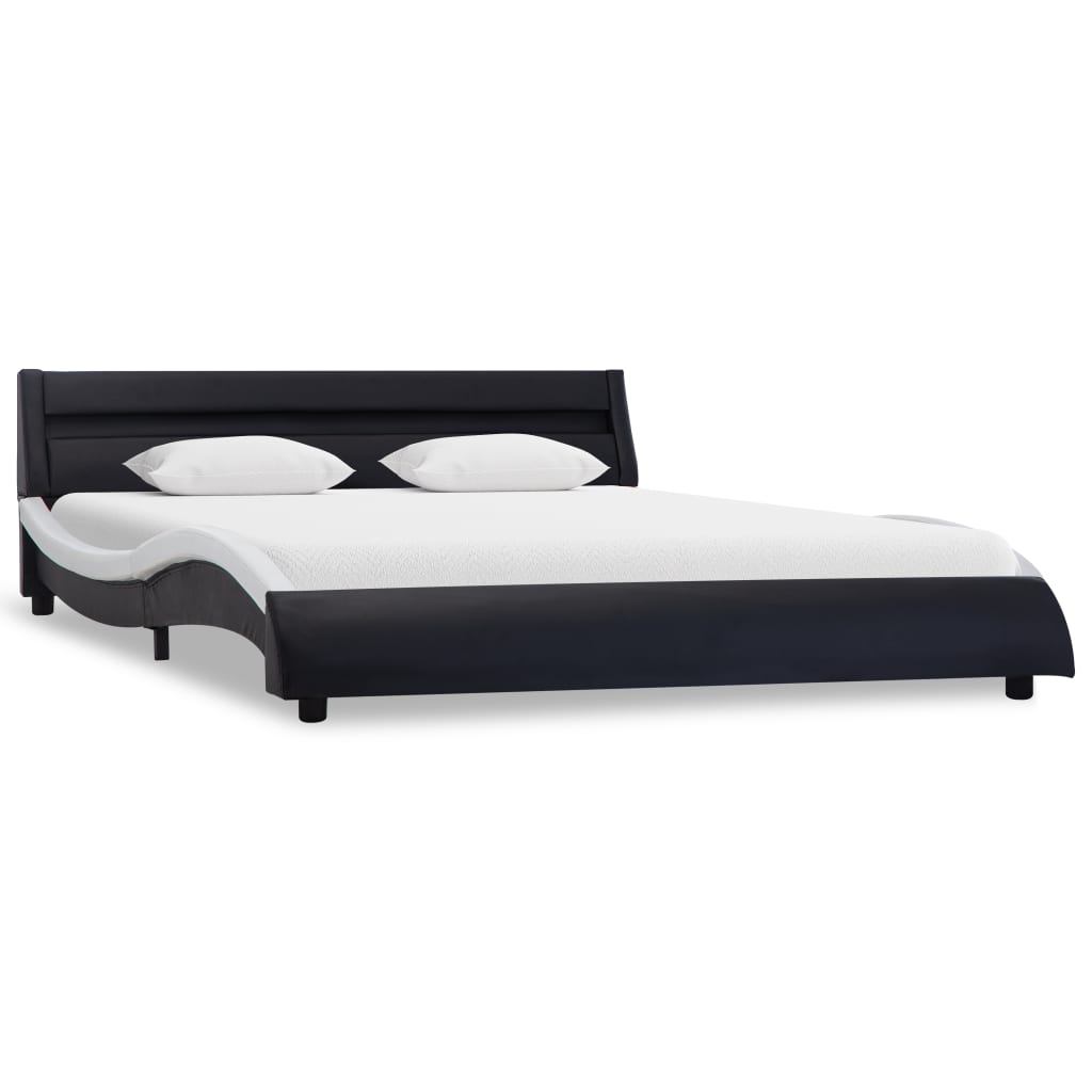 vidaXL Bedframe met LED kunstleer zwart en wit 180x200 cm