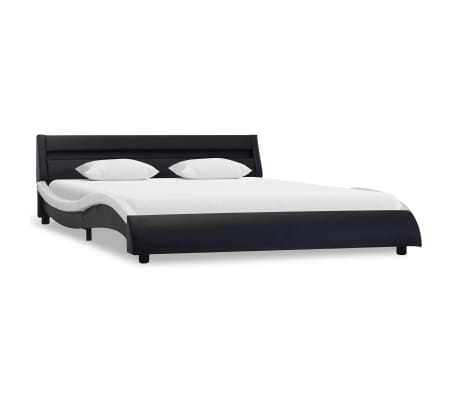 vidaXL Cadru pat cu LED, negru și alb, 180 x 200 cm, piele ecologică