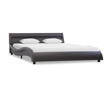 vidaXL Bedframe met LED kunstleer grijs 140x200 cm