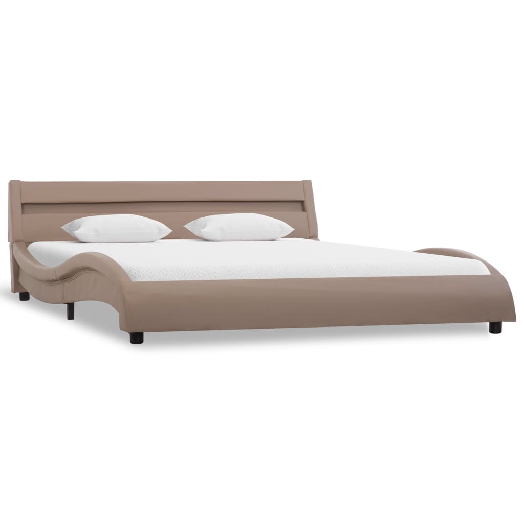 vidaXL Bedframe met LED kunstleer cappuccino 160x200 cm