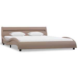 vidaXL Lovos rėmas su LED, kapučino spalvos, 160x200cm, dirbtinė oda