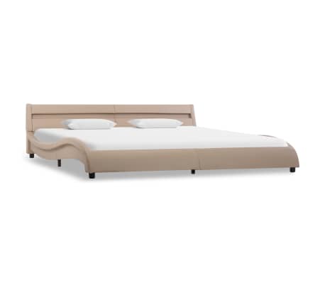 vidaXL Cadru pat cu LED, cappuccino, 180x200 cm, piele ecologică