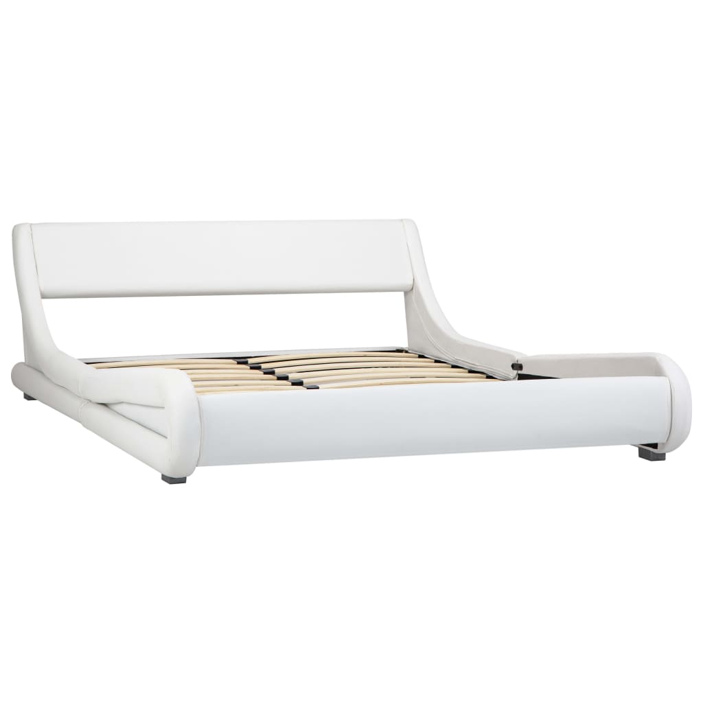 vidaXL Cadru de pat, alb, 160 x 200 cm, piele artificială