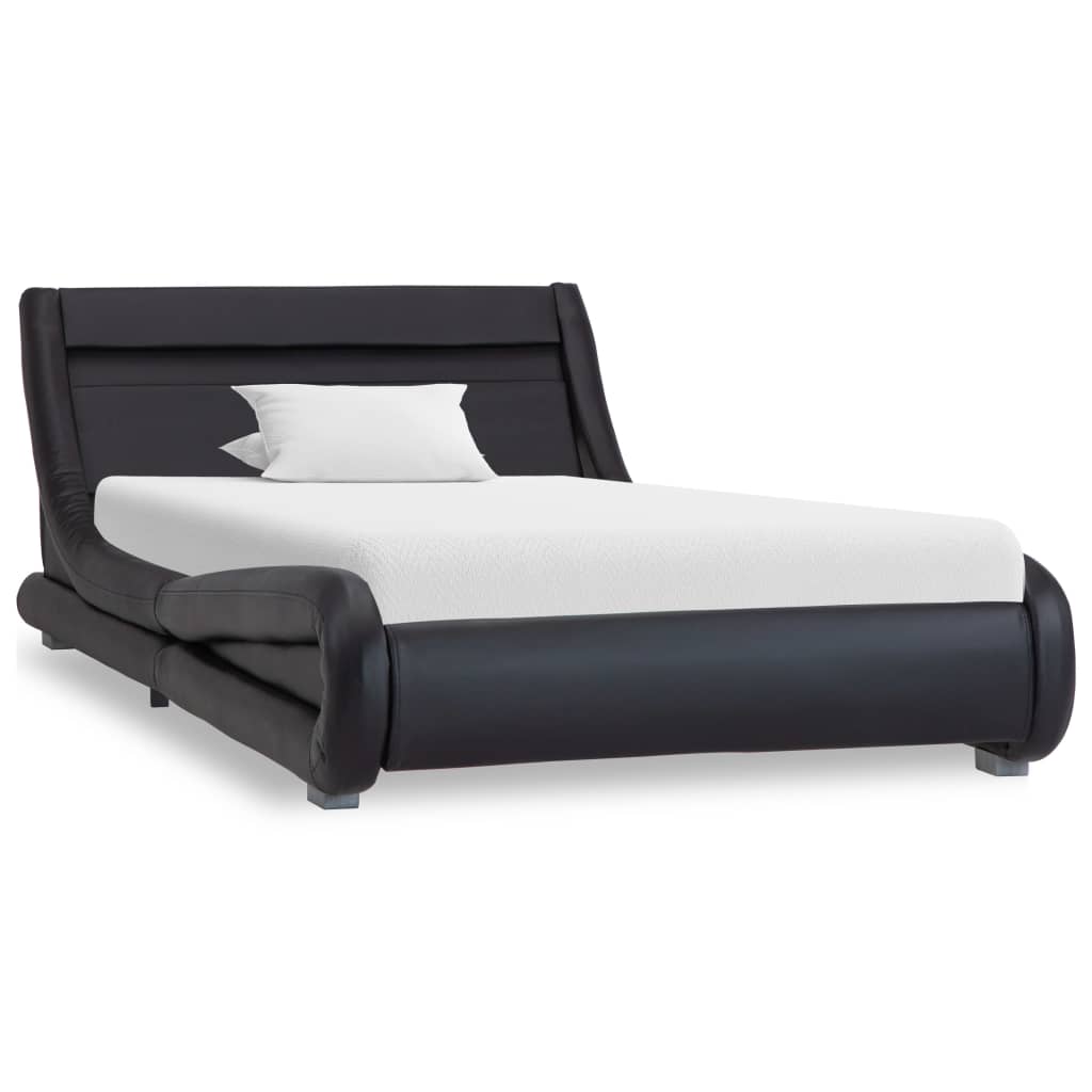vidaXL Okvir za krevet od umjetne kože s LED svjetlom crni 100x200 cm