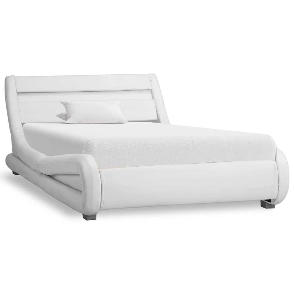 vidaXL Estructura de cama con LED cuero sintético blanco 90x200 cm