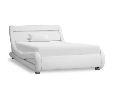 vidaXL Cadru de pat cu LED-uri, alb, 90 x 200 cm, piele ecologică