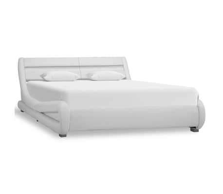 vidaXL Estructura de cama con LED cuero sintético blanco 120x200 cm