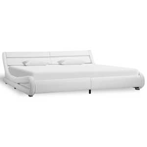 vidaXL Bettgestell mit LED Wei&szlig; Kunstleder 180x200 cm