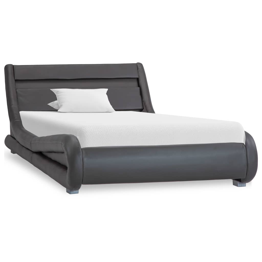 vidaXL Bedframe met LED kunstleer grijs 100x200 cm afbeelding
