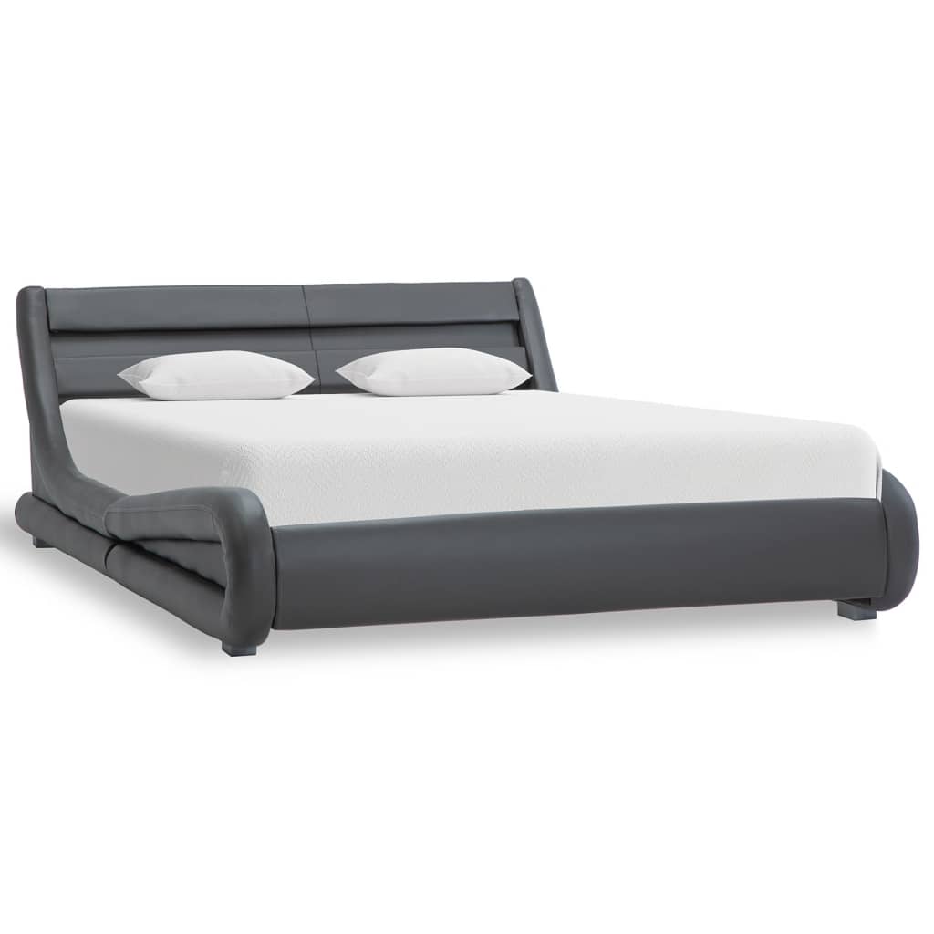 vidaXL Estructura de cama con LED cuero sintético gris 160x200 cm