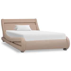 vidaXL Lovos rėmas su LED, kapučino spalvos, 90x200cm, dirbtinė oda