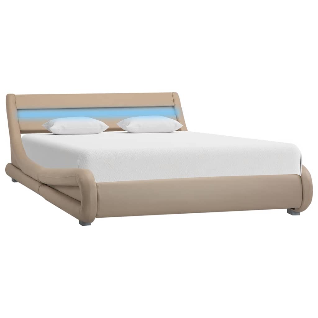 vidaXL Bedframe met LED kunstleer cappuccino 120x200 cm