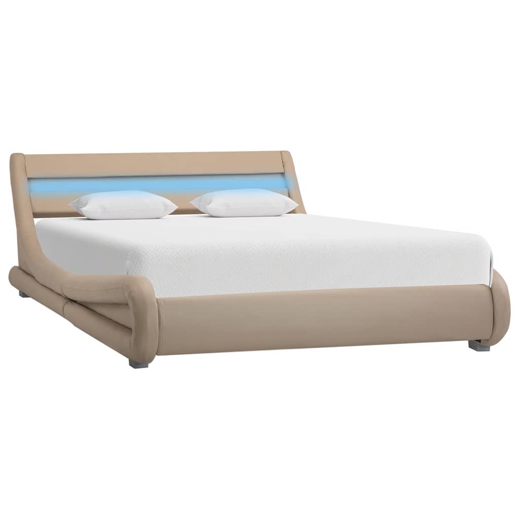

vidaXL Bedframe met LED kunstleer cappuccino 120x200 cm