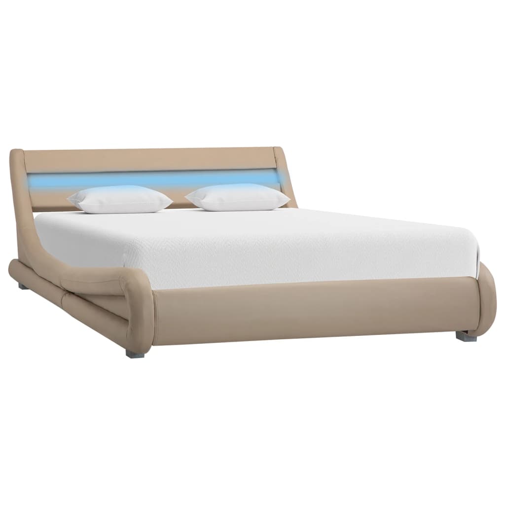 vidaXL Bedframe met LED kunstleer cappuccino 160x200 cm