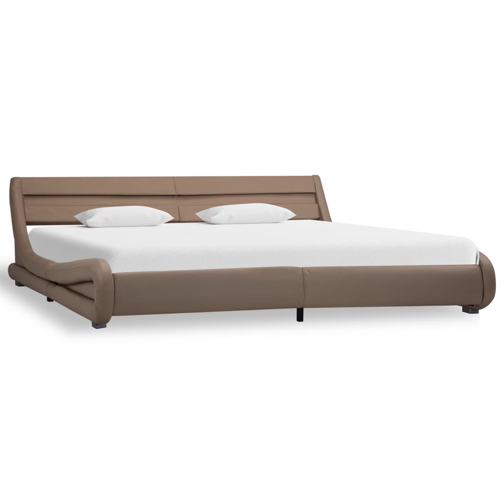 vidaXL Estrutura de cama c/ LED 180x200 cm couro artificial cappuccino