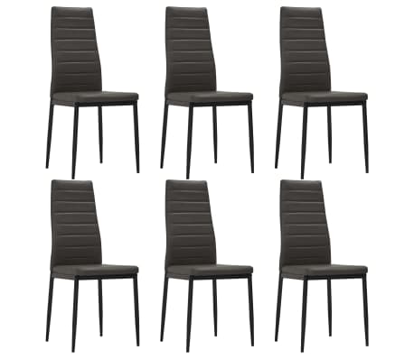 vidaXL Chaises de salle à manger 6 pcs Gris Similicuir vidaXL Chaises de salle à manger 6 pcs Gris Similicuir