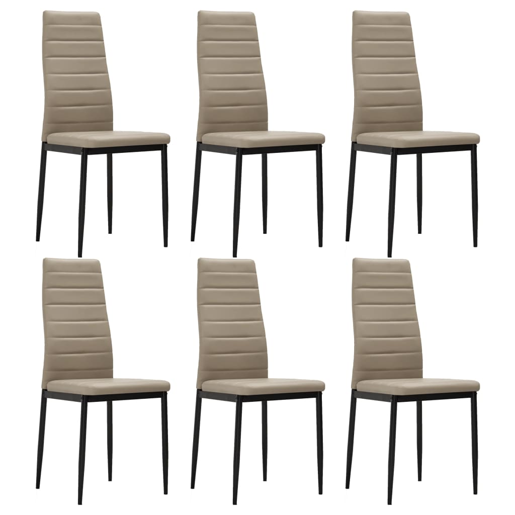 Dining Chairs 6 pcs Cappuccino Faux Leather