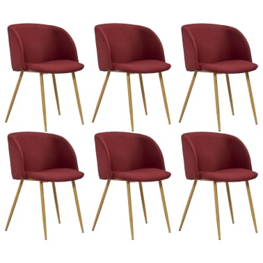 vidaXL Chaises de salle à manger 6 pcs Rouge bordeaux Tissu vidaXL Chaises de salle à manger 6 pcs Rouge bordeaux Tissu