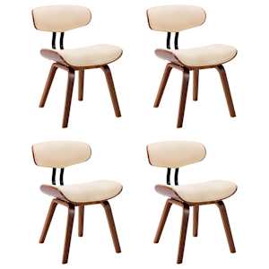 Jedilni stoli 4 kosi krem ukrivljen les in umetno usnje - slika 2