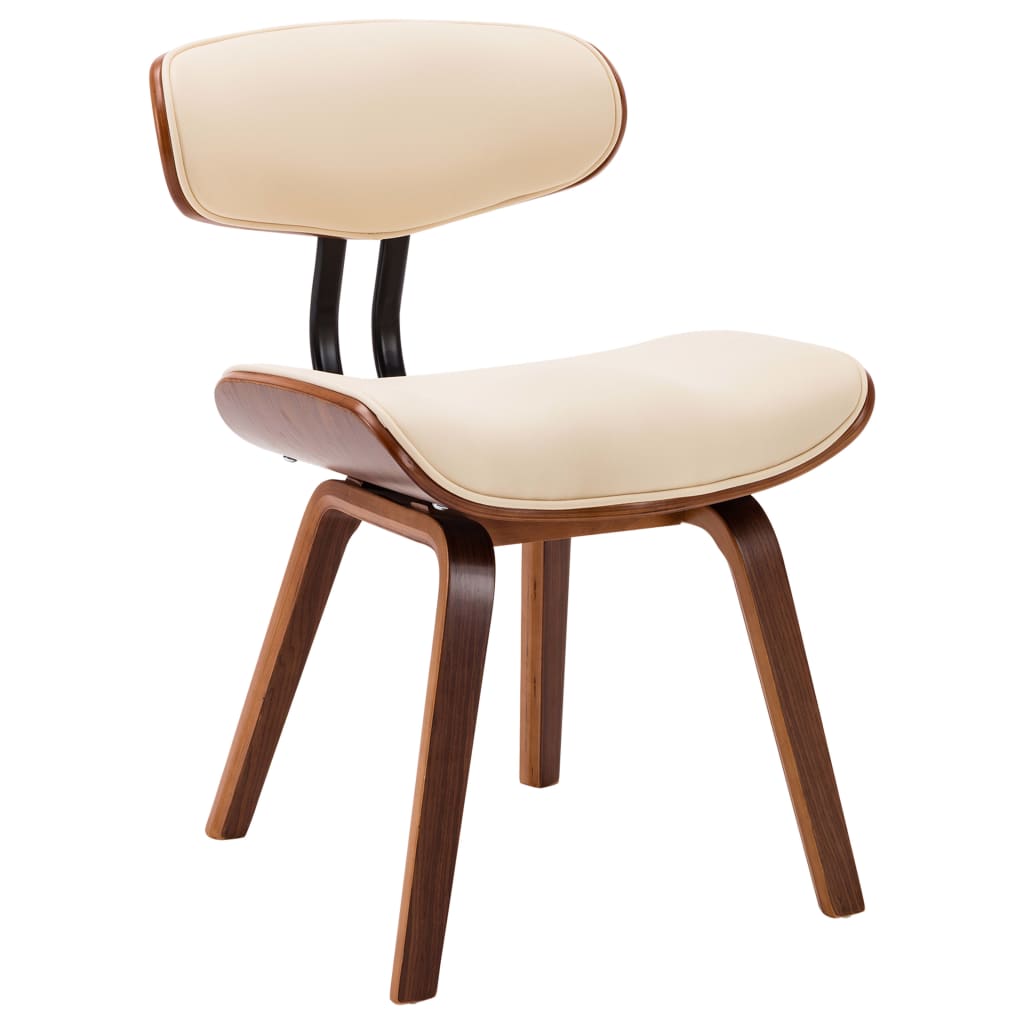 vidaXL Eetkamerstoelen 6 st gebogen hout en kunstleer crème