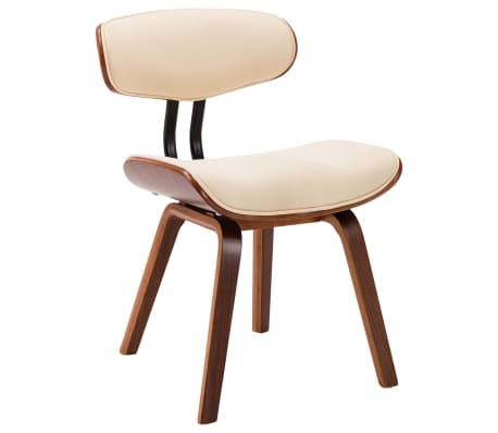 vidaXL Eetkamerstoelen 6 st gebogen hout en kunstleer crème