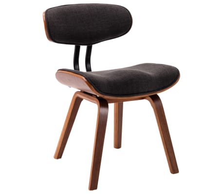 vidaXL Chaises &agrave; manger lot de 4 gris bois courb&eacute; et tissu