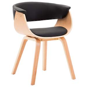vidaXL Eetkamerstoelen 6 st gebogen hout en kunstleer zwart