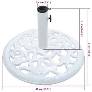 Stojan na slunečník bílý 12 kg 48 cm litina - obrázek 9